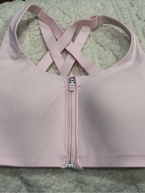 Lululemon Light Pink Front-Zip Crisscross Sports Bra